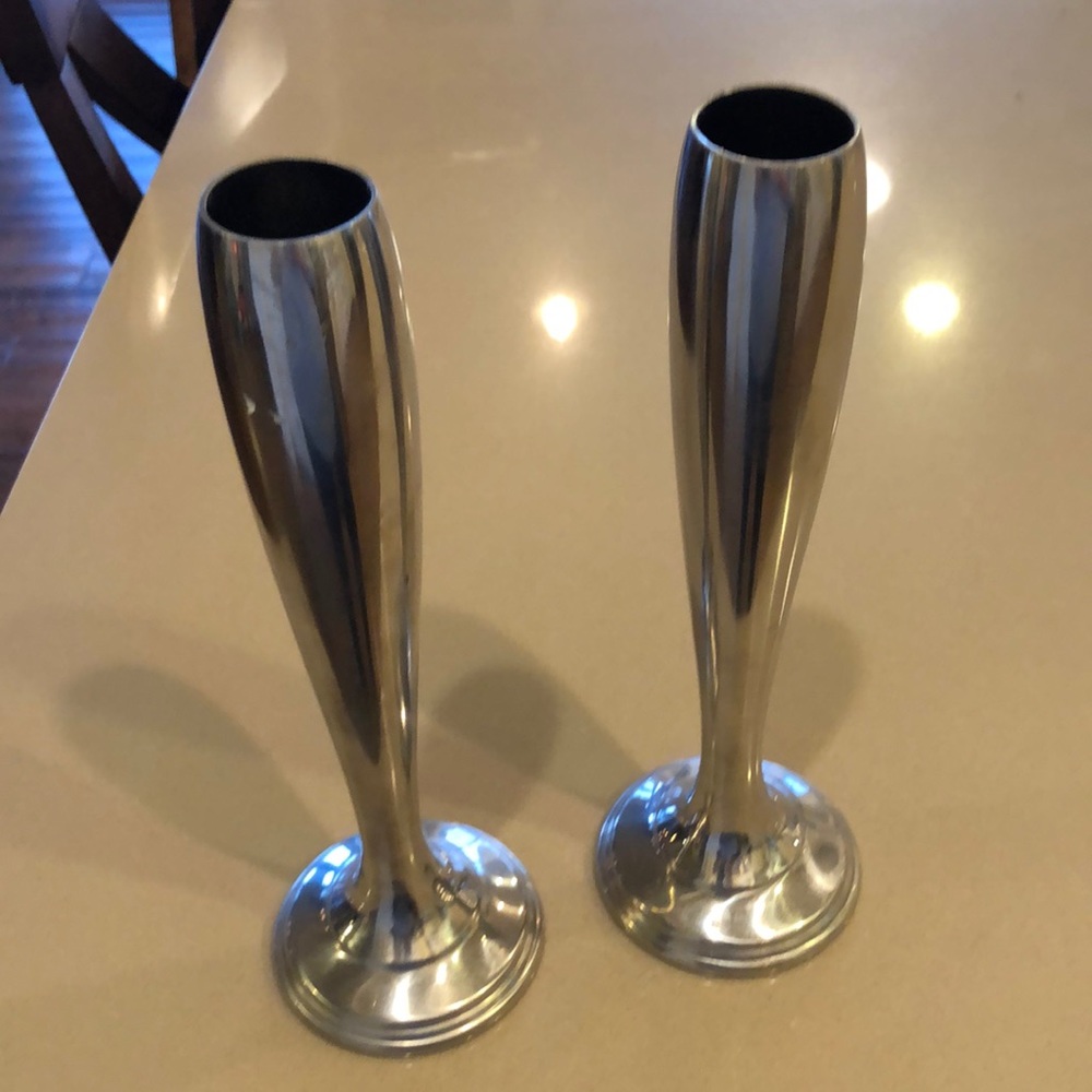 Vtg yukiwa stainless steel flower stand bud vase sus 304 japan